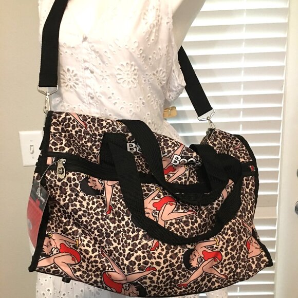 Betty Boop Leopard Gym Or Tote Bag - Big Strap 19x12x8 BB2 - Picture 2 of 7